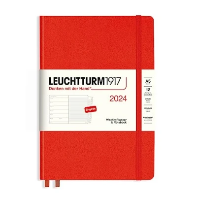 Afbeelding van LEUCHTTURM1917 367699 weekplanner en notitieboek medium (A5) 2024, met boekje, vossenrood, Engels