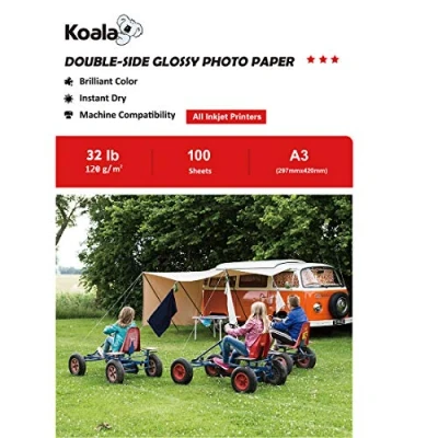 Afbeelding van KOALA 100 vellen dubbelzijdig glanzend fotopapier voor inkjetprinters, DIN A3, 120 g/m²