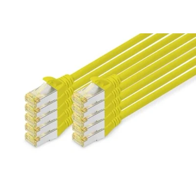 Image de DIGITUS Cordon de raccordement RJ 45 (M) pour 1 m S/FTP CAT 6a sans halogène moulé crochet jaune (pack 10)