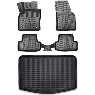 Afbeelding van ELMASLINE Rubberen mat en kofferbakmat voor Dacia Duster 4X2 vanaf 2017, extra hoge rand van 5 cm