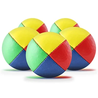 Afbeelding van Diabolo Freizeitsport Jongleerballen, 5 stuks, 62 mm, gevuld met duurzaam vogelgierst, waterdicht, kunstleer, voor kinderen en beginners