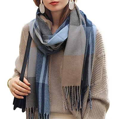 Afbeelding van Bakicey Sjaal voor dames, stola, meisjes, sjaal, Pashmina, geruite wol, mode, plaid, oversized, sjawl, cardigan, kasjmier, warm, herfst, winter, gebreide jas, poncho&#039;s en capes, 11