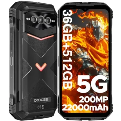 Afbeelding van Doogee V Max Plus NL 6.58inch Robuuste Smartphone 5G 16GB+20GB RAM 512GB ROM 200MP AI 22000mAh Android 14.0 Zwart