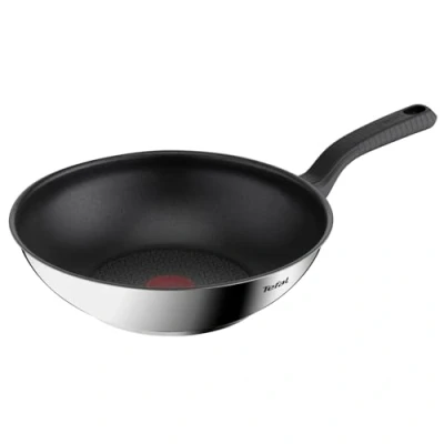 Afbeelding van Tefal Comfort Max G7261944, wokpan, 28 cm, roestvrij staal, gezonde antiaanbaklaag, zilver