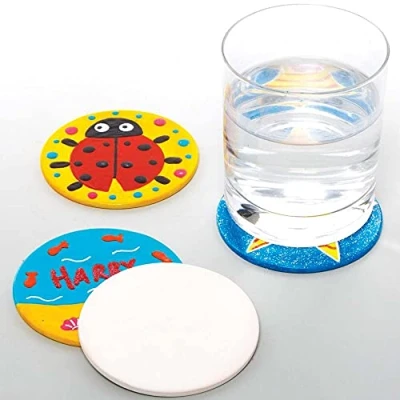 Afbeelding van Baker Ross FE527 Onderzetters van keramiek, rond, 6 stuks, voor kinderen en volwassenen