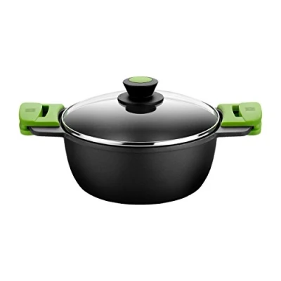 Afbeelding van BRA Prior Kookpan hoog 20 cm, gegoten aluminium, met antiaanbaklaag, Teflon innovaties zonder PFOA, glazen deksel en afneembare siliconen handgrepen, voor alle warmtebronnen, inclusief inductie