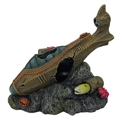 Afbeelding van Aqua Della Aquariumdecoratie Vissen Steampunk Gezonken Onderzeeër S 14,7x8,9x13,3cm Meerkleurig 1st