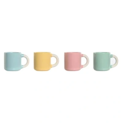 Afbeelding van Set van koffiekopjes Home ESPRIT Geel Blauw Groen Roze Porselein 110 ml 4 Onderdelen