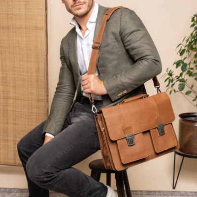 Afbeelding van The Chesterfield Brand Leren Aktetas Cognac Springfield