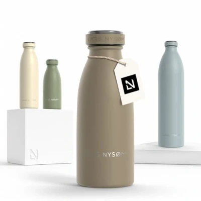 Afbeelding van LARS NYSØM &#039;Ren&#039; Roestvrijstalen drinkfles 350ml BPA vrij geïsoleerde waterfles 0,35 Liter Greige
