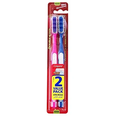Afbeelding van Colgate Tandenborstel Double Action Medium, 2 Stuks