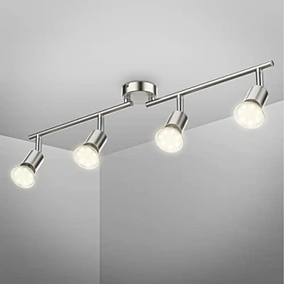 Afbeelding van B.K.Licht Plafondspots met 4 lichtpunten GU10 fitting railverlichting opbouwspots incl. 4x 3.000K 250Lm