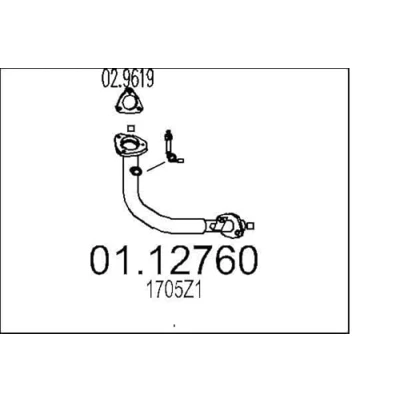 Afbeelding van MTS 01.12760 Uitlaatpijp 490 voor middendemper PEUGEOT: 206 Hatchback, Van