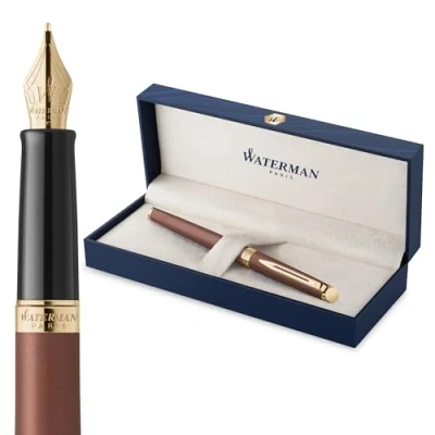 Afbeelding van Waterman Hémisphère vulpen De subtiele versie Koperrood roestvrijstalen fijne penpunt met Geschenkdoos