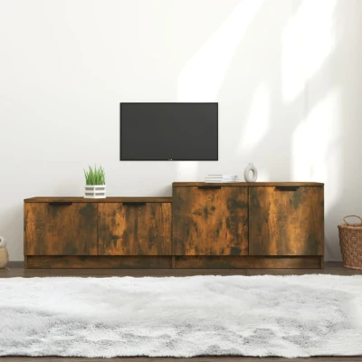 Afbeelding van Tv meubel 158,5x36x45 cm bewerkt hout gerookt eikenkleurig