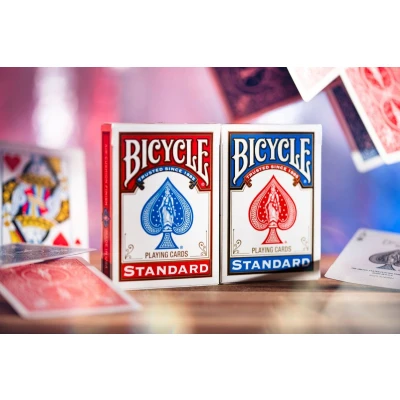 Afbeelding van Bicycle ® Speelkaarten met standaardindex, 2 decks, rood en blauw, luchtkussenafwerking, professioneel, uitstekende bediening duurzaamheid