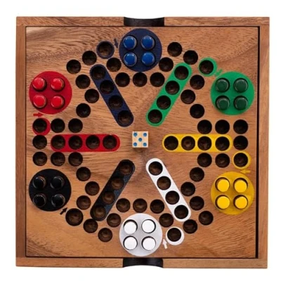 Afbeelding van Engelhart 350330 Ludo spel milieuvriendelijke houten doos versie van de kleine paarden Dada Traditioneel familiespel hout 2 tot 6 spelers