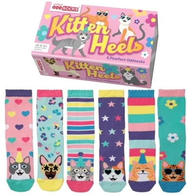 Afbeelding van Oddsocks Kitten Kat Poes Kinderen Mismatched 30 38