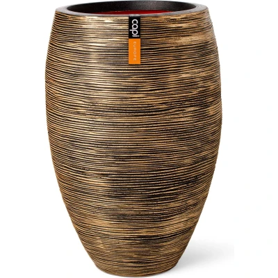Afbeelding van Vaas elegant rib d45xh72 cm zwart goud Capi Europe