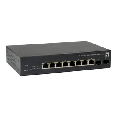 Image de LevelOne GEP 1051 Commutateur intelligent 8 x 10/100/1000 (PoE+) + 2 Gigabit SFP de bureau, Montable sur rack PoE+ (70 W)