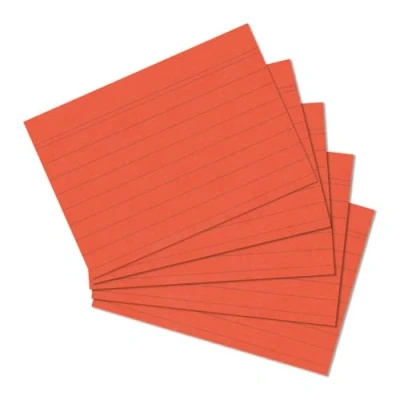 Image de Herlitz fiches bristol, format a5, lignées, orange en carton, sans bois, couleur des lignes bleu, tête double ligne, contenu