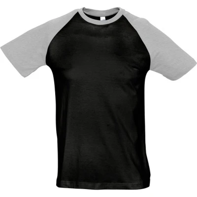 Afbeelding van SOLS Heren Funky Contrast T Shirt Met Korte Mouwen (Zwart/Grijze Marl) Maat 2XL