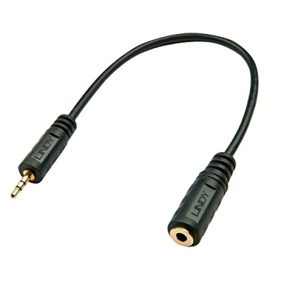 Afbeelding van LINDY 35698 Kabel Jackplug Audio Adapter [1x male 2,5 mm 1x female 3,5 mm] Zwart