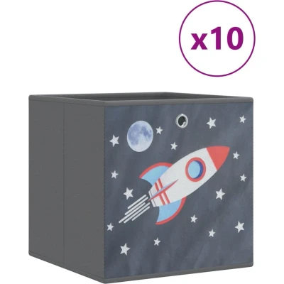 Afbeelding van vidaXL Opbergboxen 10 st inklapbaar 32x32x32 cm ongeweven stof grijs