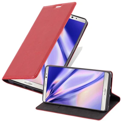 Afbeelding van Cadorabo Hoesje geschikt voor Huawei MATE 8 in APPEL ROOD Beschermhoes met magnetische sluiting, standfunctie en kaartvakje Book Case Cover Etui