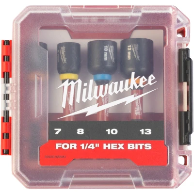 Afbeelding van Milwaukee Slagvaste Doppen Set 1/4 Shockwave Ø 7 / 8 10 13 Mm