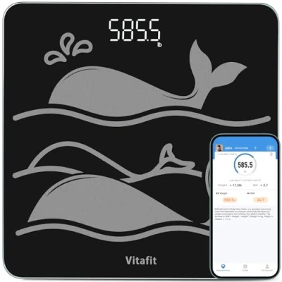 Afbeelding van Vitafit Ongelooflijke intelligente personenweegschaal van 272,2 kg voor lichaamsgewicht in 0 kg, professionele weegschaal fabriek sinds 2001, groot platform 31,5 x cm gehard glas,