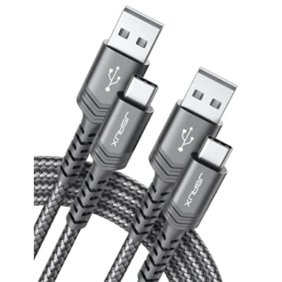 Afbeelding van JSAUX USB C kabel, 3,1 A, 2 stuks, m, type oplaadkabel, snel opladen, compatibel met Samsung Galaxy S22, S21, S20, S10, S9, S8 Plus, Note 20, 10, 9 8, A3, A5, LG G5, G6, V20, Huawei P30, P20, P10, enz. (grijs)