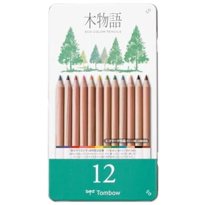 Afbeelding van Tombow Ki Monogatari ECO kleurpotlood, PEFC gecertificeerd, praktische metalen doos, op wasbasis, 12 stuks [CB RS 12C]