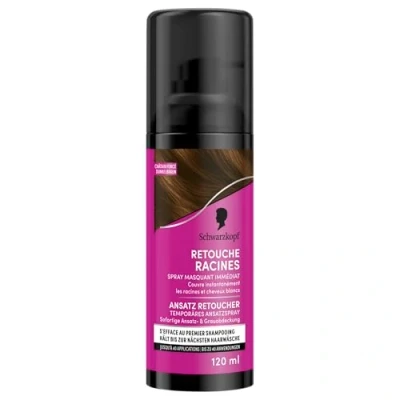 Afbeelding van Schwarzkopf White Hair Root Touch Up Tijdelijke haarwortelmaskeringsspray Vervaagt met de eerste shampoo Donkerbruin