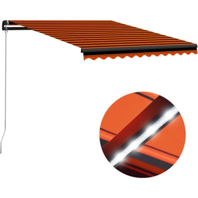 Afbeelding van VidaXL Luifel handmatig uittrekbaar met LED 300x250 cm oranje en bruin