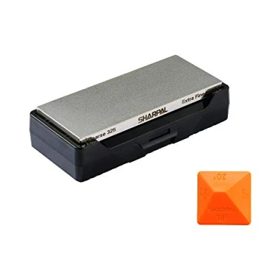 Image de SHARPAL 156N Pierre à aiguiser diamant avec boîte de rangement, double grain, grossier/extra fin, aiguiseur couteau base antidérapante et guide d&#039;angle (15,2 cm x 6,3 cm)