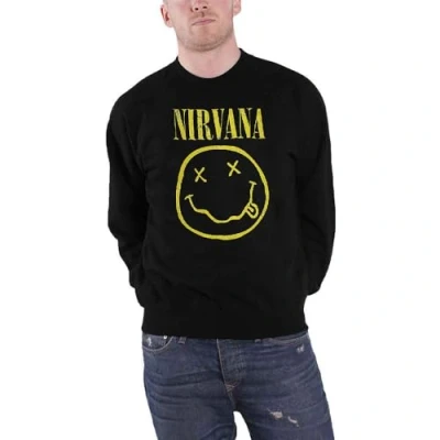 Afbeelding van Nirvana Yellow Happy Face Sweater/trui M Zwart