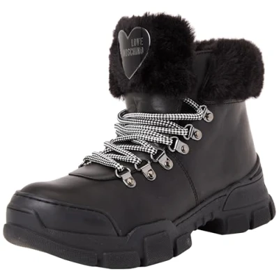 Afbeelding van Love Moschino Trekk Korte laarzen, Dames, Maat: 37, Nero Leer en textiel