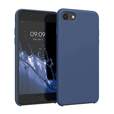 Afbeelding van kwmobile telefoonhoesje geschikt voor Apple iPhone SE (2022) / (2020) 8 7 Hoesje met siliconen coating Smartphone case in donkerblauw
