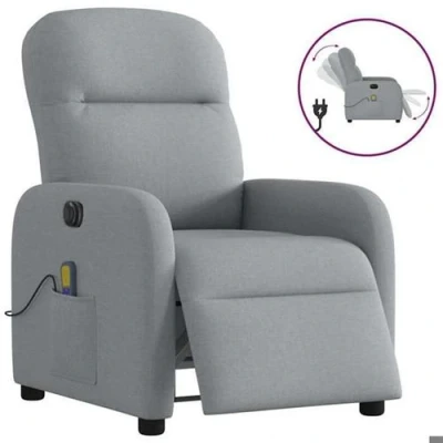 Image de vidaXL Fauteuil de massage inclinable électrique gris clair tissu3302962