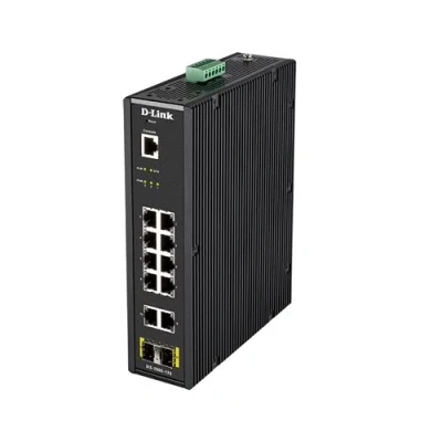 Image de D Link DIS 200G 12S Commutateur Géré 10 x 10/100/1000 + 2 SFP Montage sur rail DIN fixation murale CA 120/230 V / CC 46 54