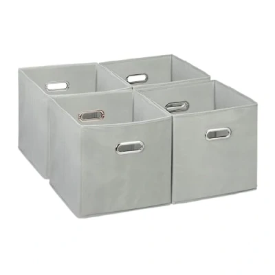 Afbeelding van Relaxdays opbergmand set van 4 stoffen opberger kastmanden 30x30 cm 2 handgrepen grijs