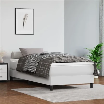 Image de vidaXL Sommier à lattes de lit avec matelas Blanc 100x200cm Similicuir3127176