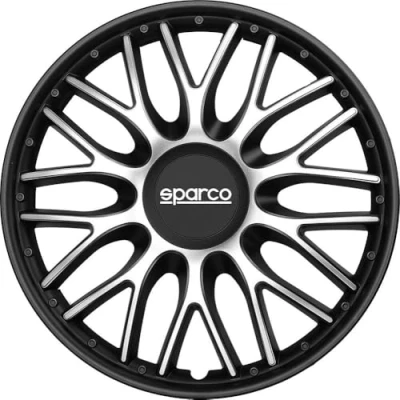 Image de SPARCO Enjoliveurs Roma Bicolore, Set de 4, Argent/Noir, 15