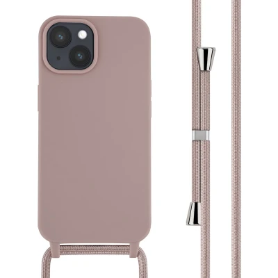Afbeelding van iMoshion hoesje Geschikt voor iPhone 15 met koord Siliconen design Roze / Animal Pink