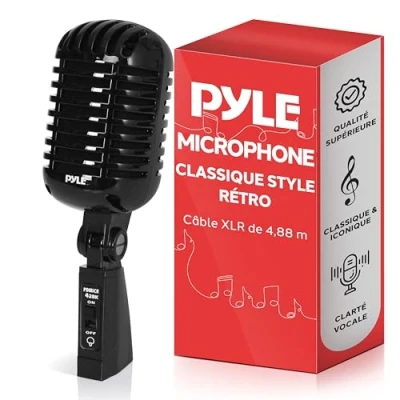 Afbeelding van Pyle PDMICR42BK Microfoon (plug/vermogen, 50 dB, 30 15000 Hz, bedraad, 6,35 mm (1/4 inch), 4,9 m) zwart