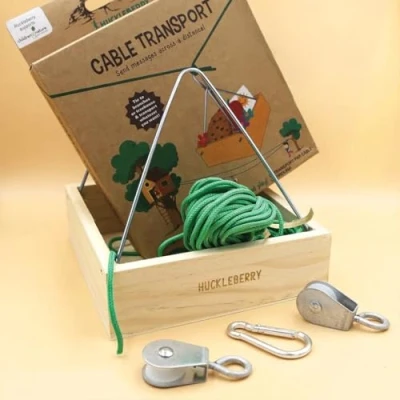 Afbeelding van WESTCRAFT Huckleberry Kinderspeelgoed kabelbaanset 20 m kabeltransportkabel Stuur berichten over de hele afstand!