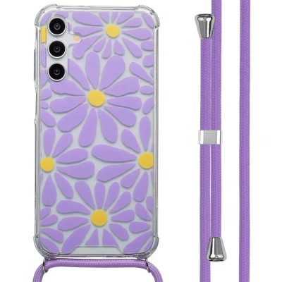 Afbeelding van imoshion Hoesje Geschikt voor Samsung Galaxy A15 (5G) Design met Koord Tropical Violet Flowers Connect