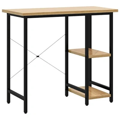 Afbeelding van Computerbureau 80x40x72 cm MDF metaal zwart lichteikenkleurig