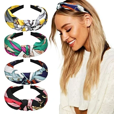 Afbeelding van DRESHOW 4 stuks elastische hoofdband voor dames, dagelijks gebruik, yoga, sport, fitness